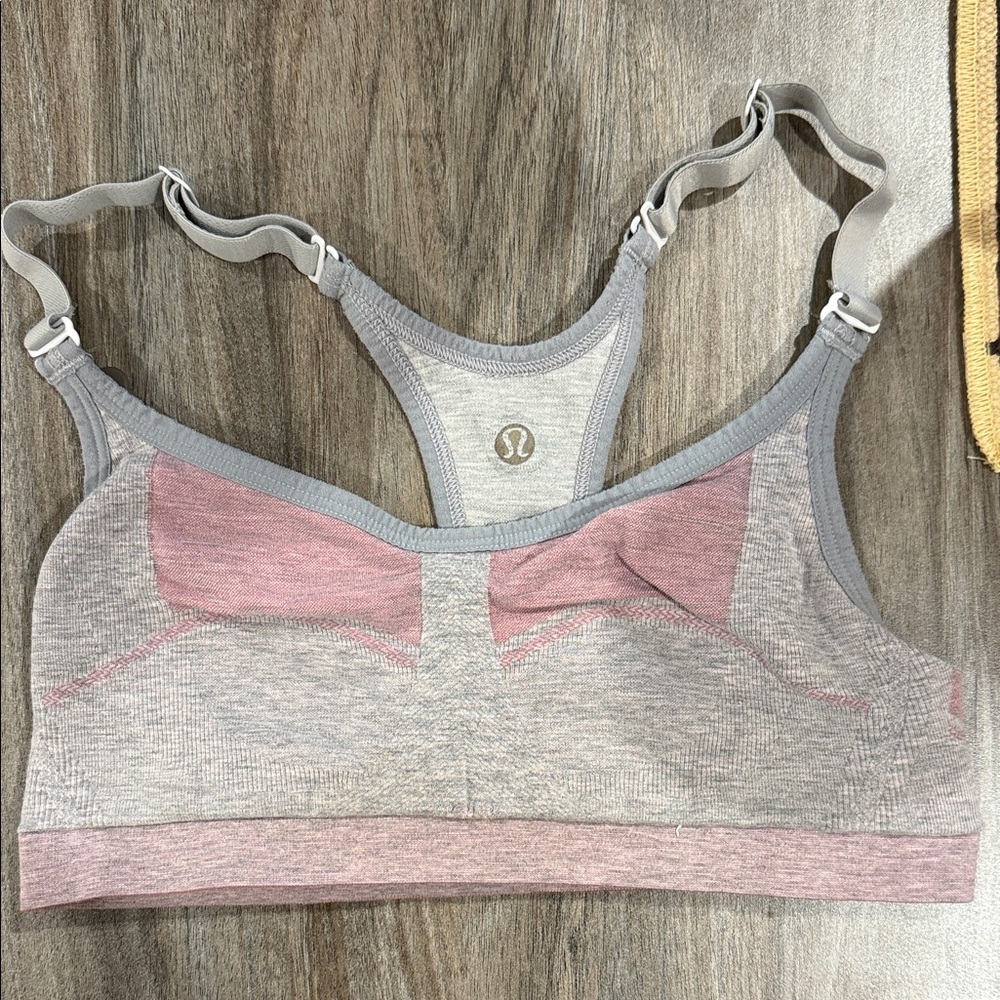 lululemon athletica Heather Gray and Blush Sports Bra
